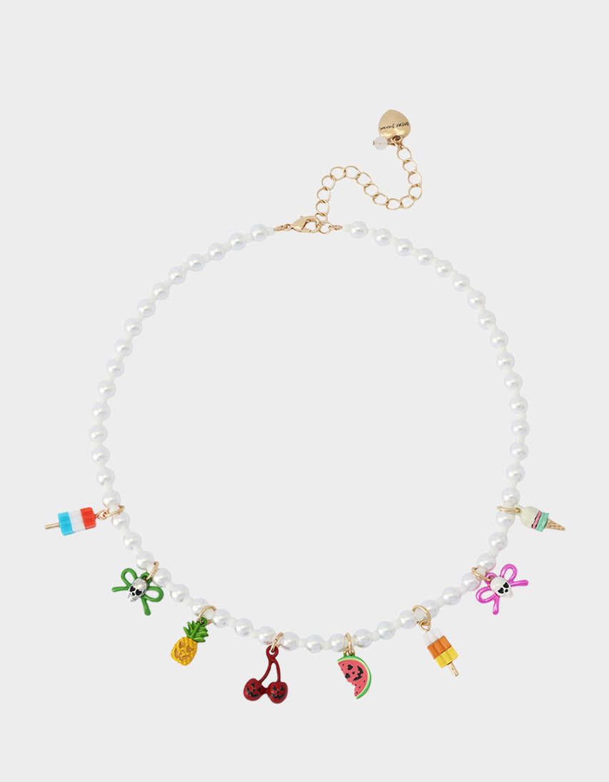 SUMMERWEEN CHARM FRONTAL NECKALCE PEARL - ACCESSORIES - Betsey Johnson