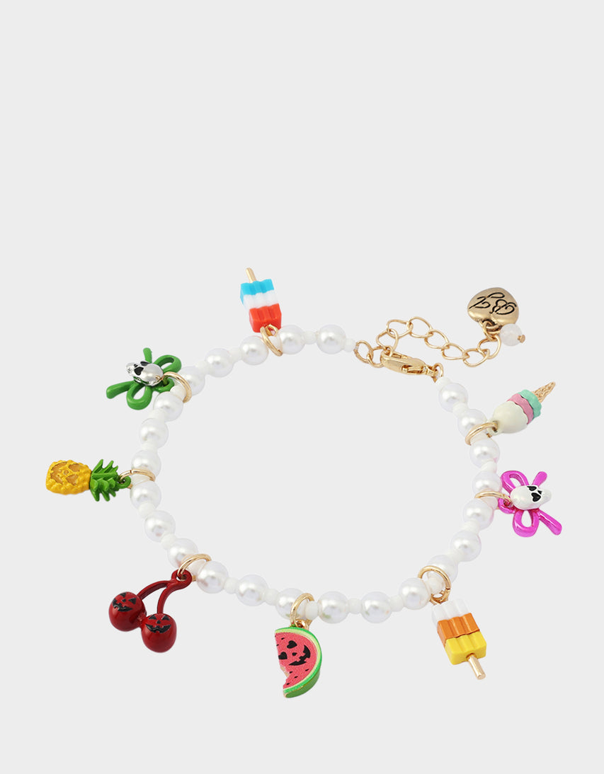 SUMMERWEEN CHARM FLEX BRACELET PEARL - ACCESSORIES - Betsey Johnson