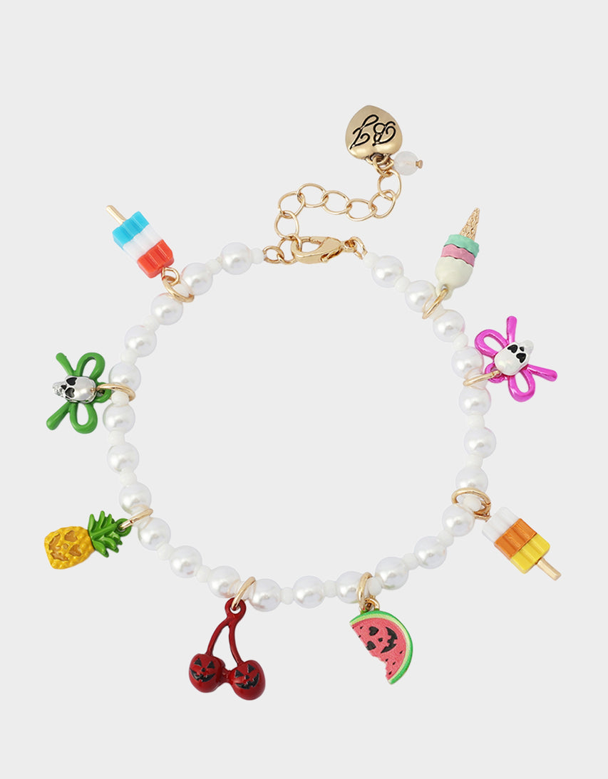 SUMMERWEEN CHARM FLEX BRACELET PEARL - ACCESSORIES - Betsey Johnson
