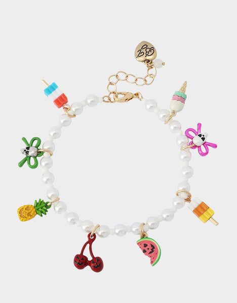Betsey Johnson Halloween Ghost Charm Statement Bracelet Pearls & Charms NEW Betsey Johnson Ghost Charm Stretch Bracelet -New -Halloween main image 2