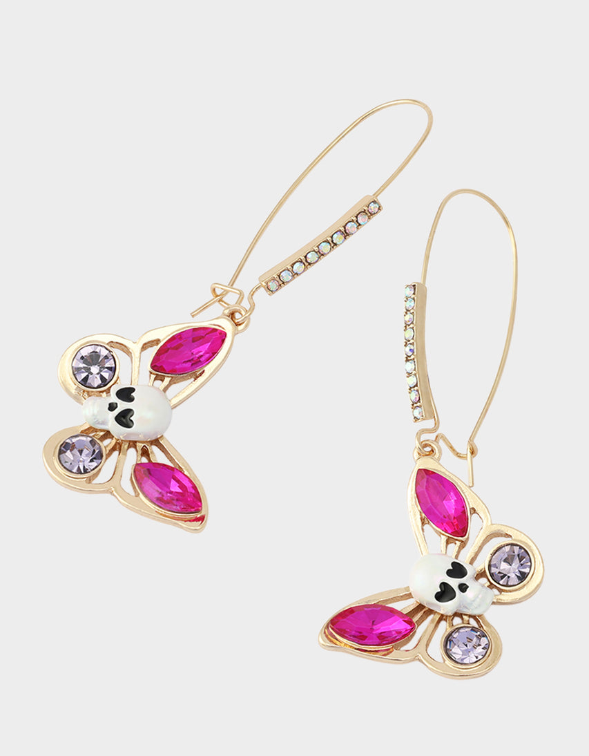 SPOOKY BUTTERFLY SHEPHERD HOOK EARRINGS PINK - ACCESSORIES - Betsey Johnson