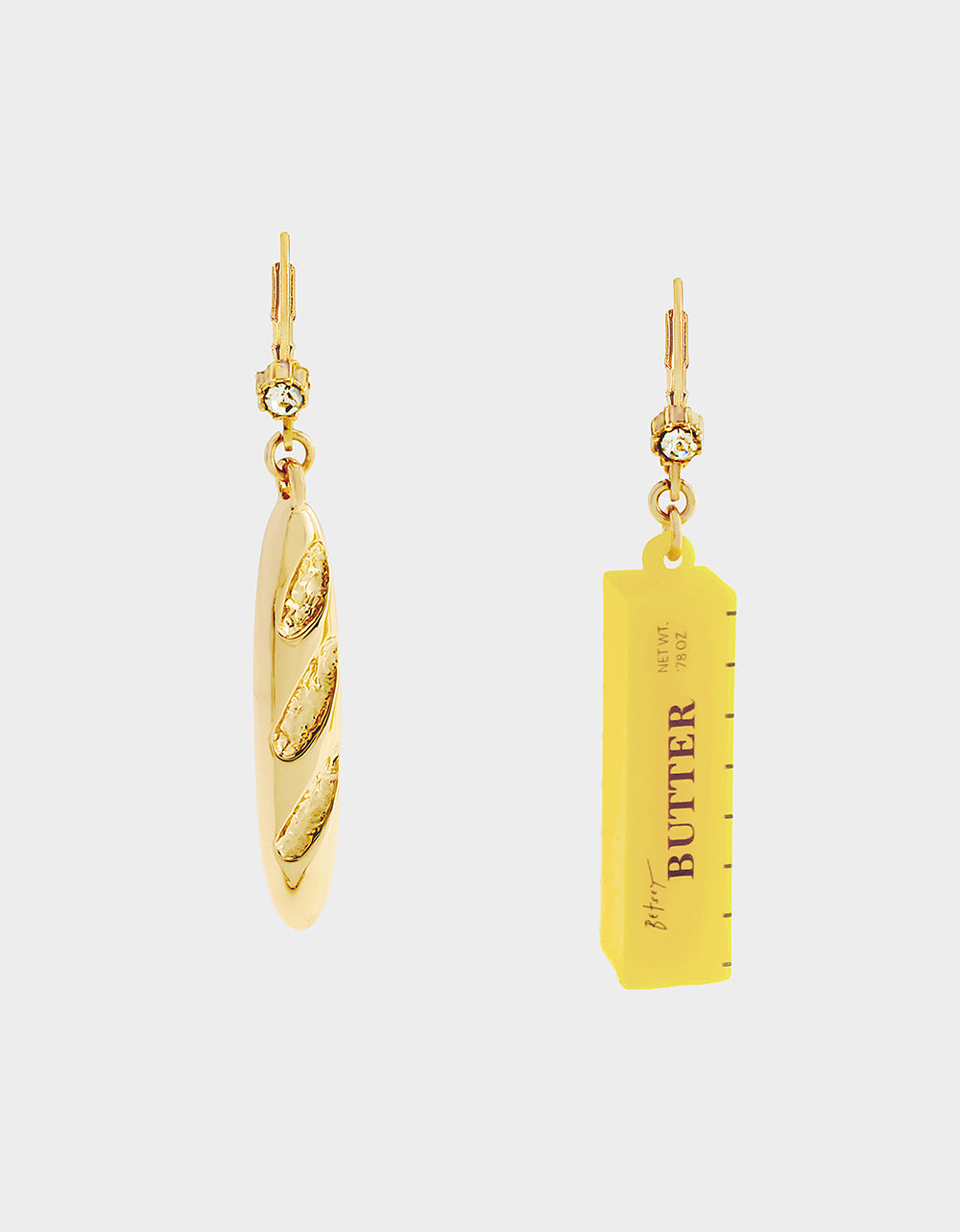MISMATCH BREAD N BUTTER EARRINGS YELLOW - JEWELRY - Betsey Johnson
