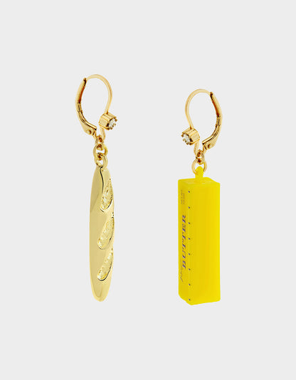 MISMATCH BREAD N BUTTER EARRINGS YELLOW - JEWELRY - Betsey Johnson