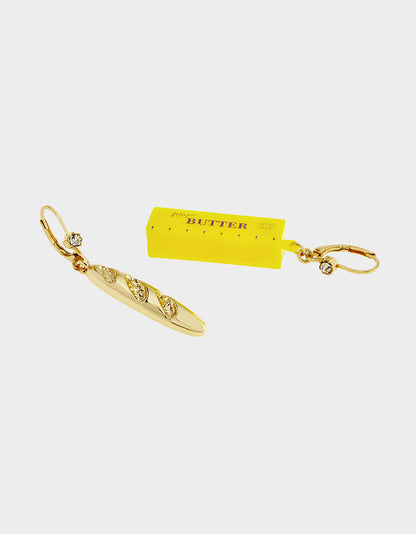 MISMATCH BREAD N BUTTER EARRINGS YELLOW - JEWELRY - Betsey Johnson