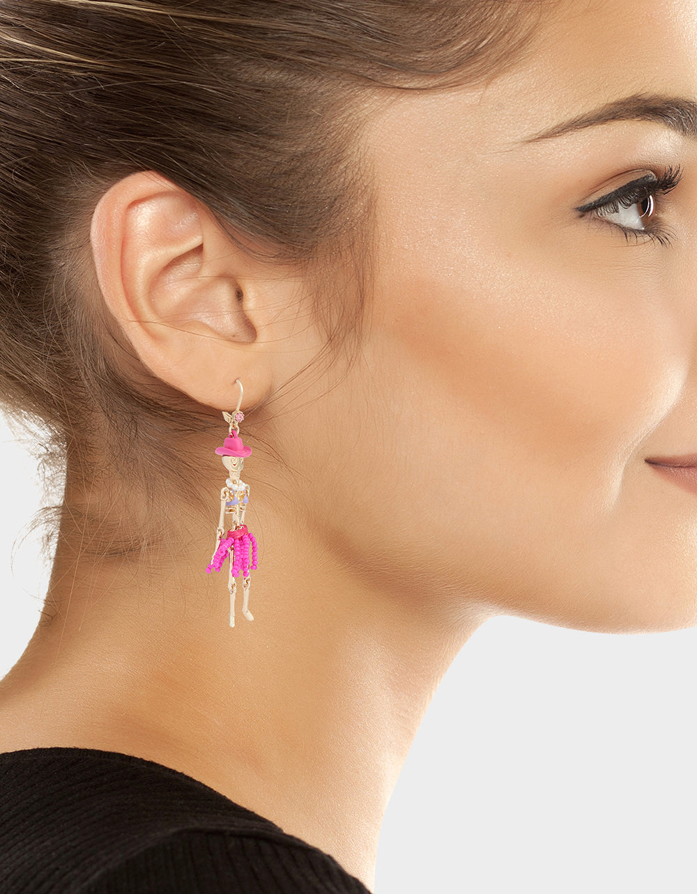 MISMATCH COACHELLA SKELETON EARRINGS PINK - ACCESSORIES - Betsey Johnson - view 4