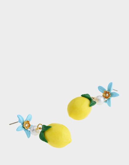 FLOWER LEMON DOUBLE DROP EARRINGS YELLOW - JEWELRY - Betsey Johnson