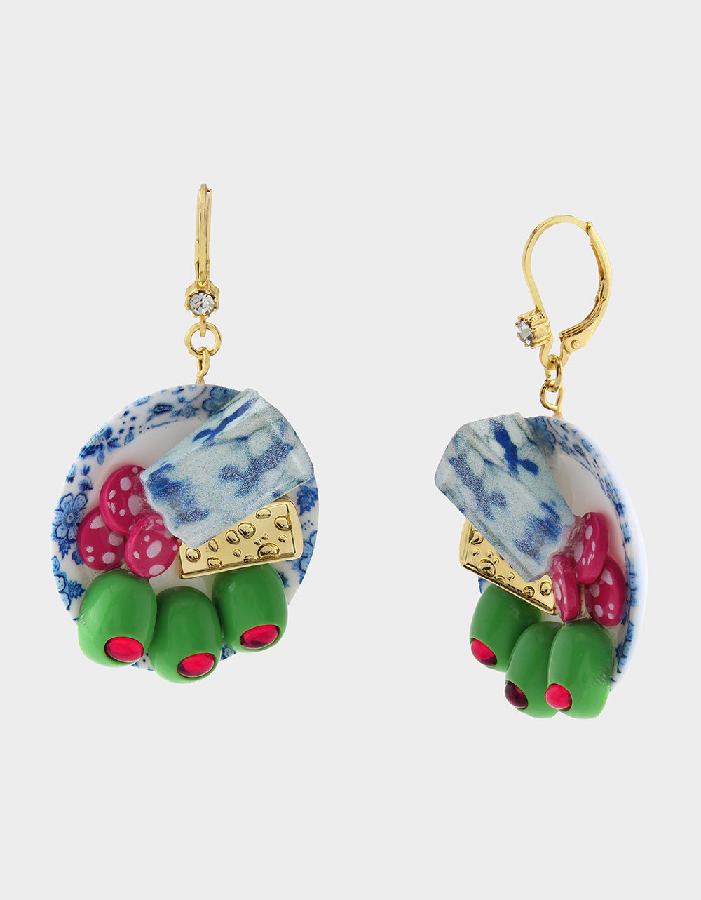 CHEESE PLATE EARRINGS BLUE - JEWELRY - Betsey Johnson