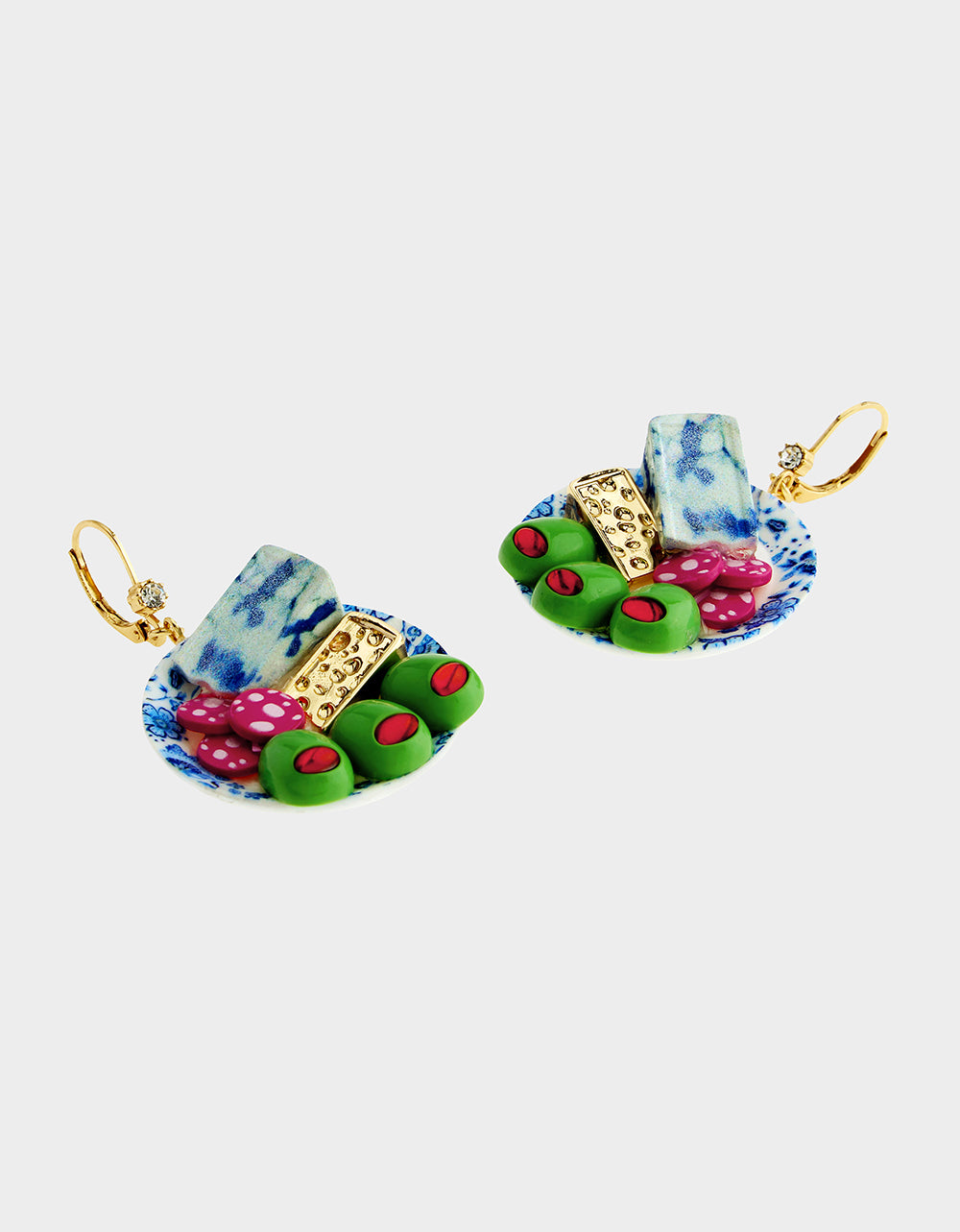 CHEESE PLATE EARRINGS BLUE - JEWELRY - Betsey Johnson - view 2