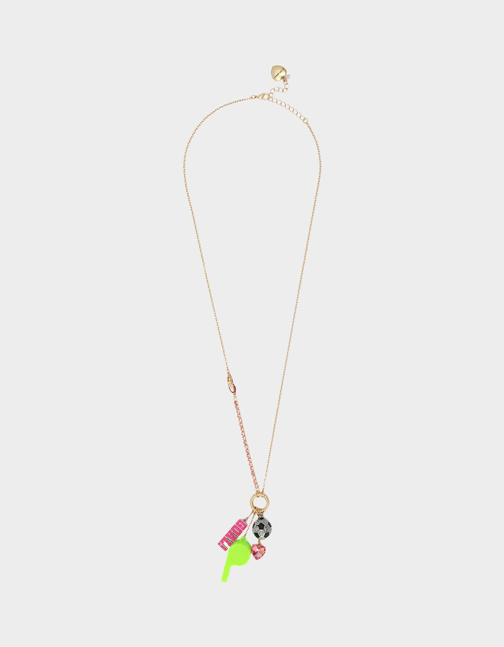 SOCCER CHARM LONG PENDANT NECKLACE PINK - JEWELRY - Betsey Johnson