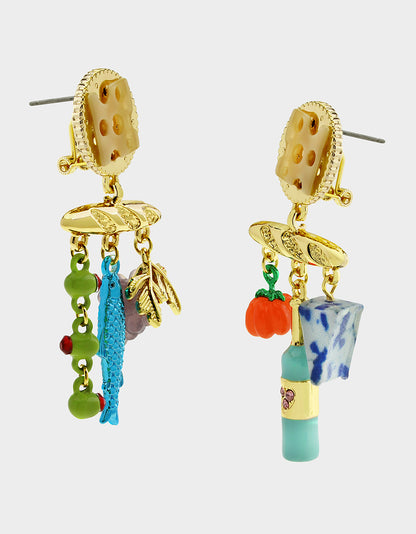 MISMATCH CHARCUTERIE DROP EARRINGS MULTI - - Betsey Johnson