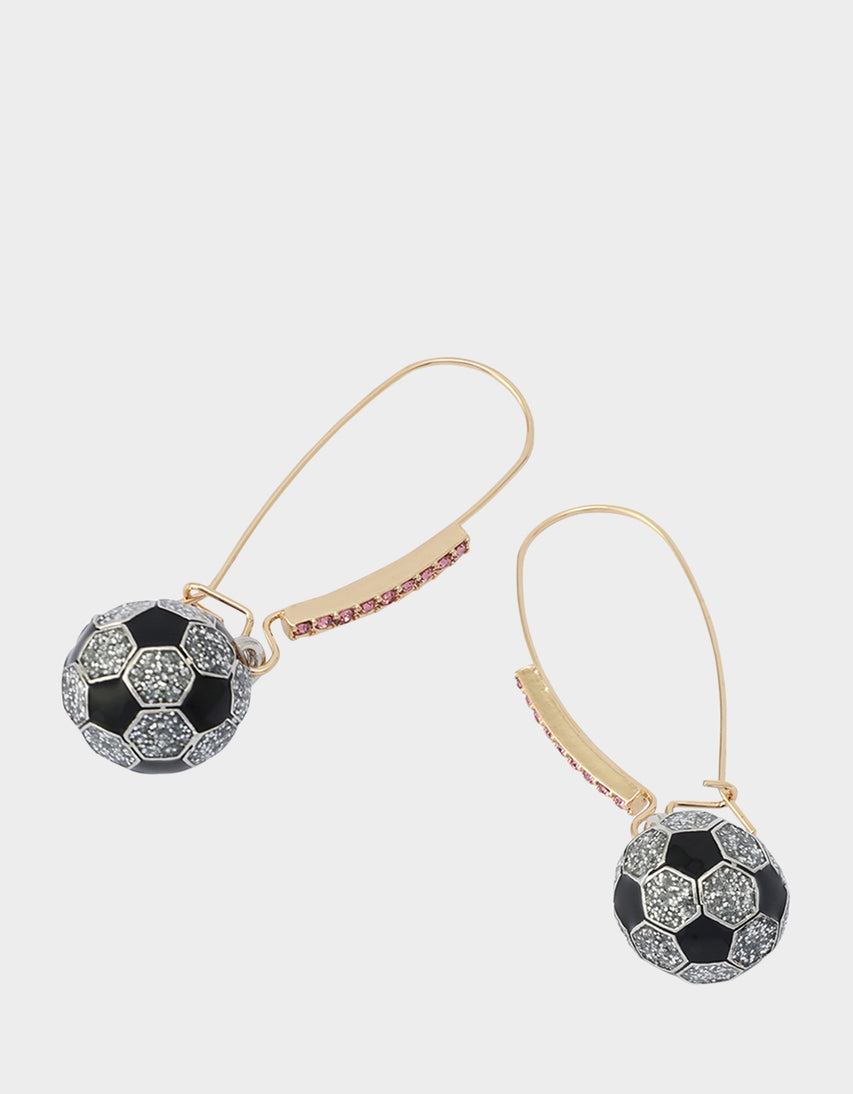 SOCCER BALL SHEPHERD HOOK EARRINGS PINK - JEWELRY - Betsey Johnson