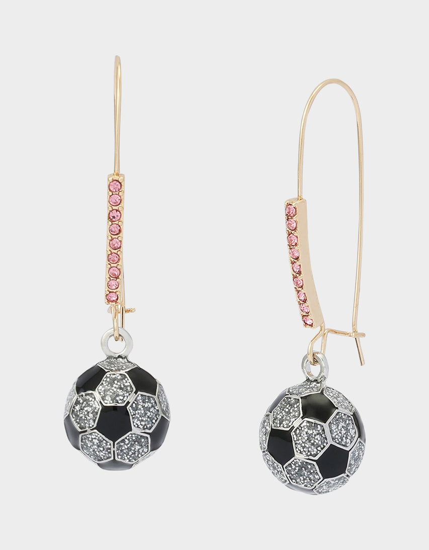 SOCCER BALL SHEPHERD HOOK EARRINGS PINK - JEWELRY - Betsey Johnson