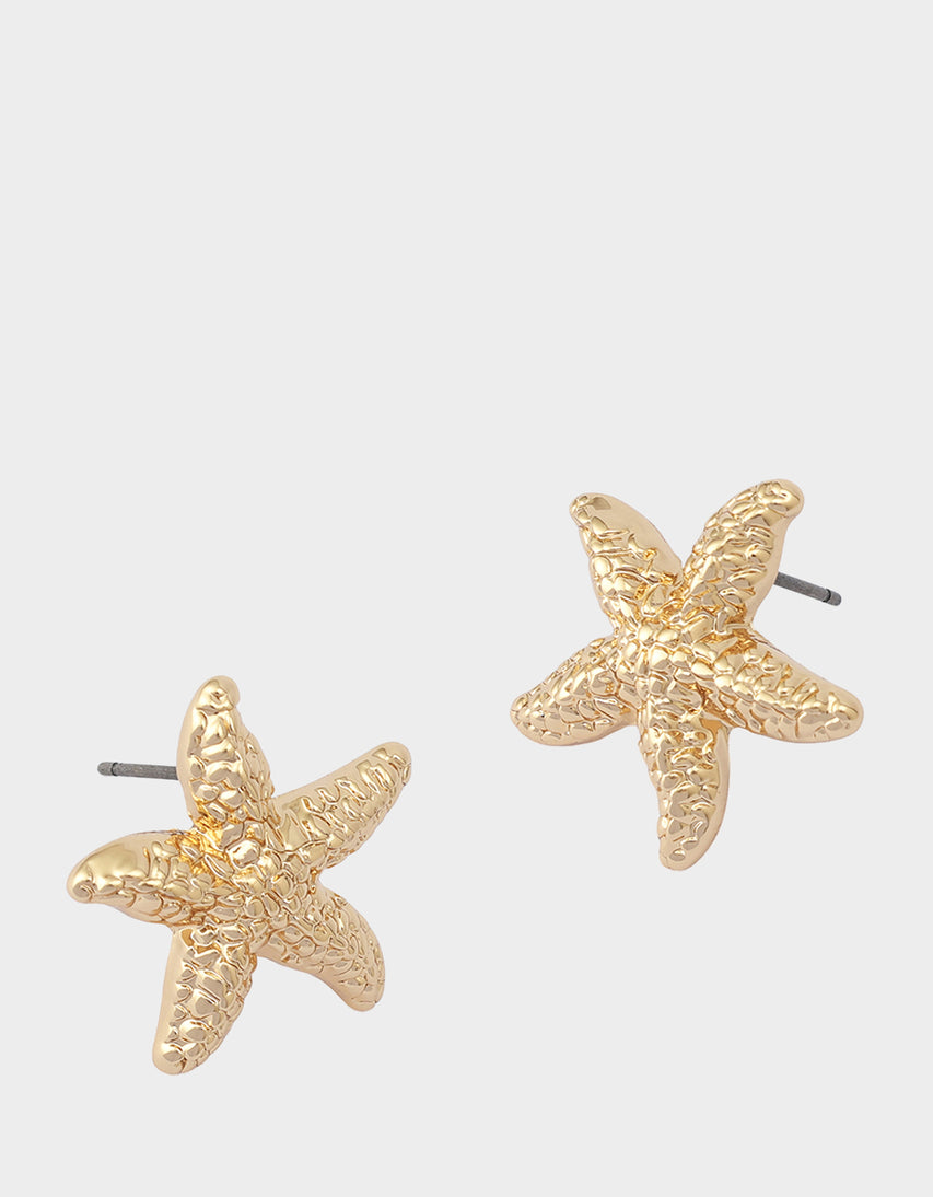 STARFISH STUD EARRINGS GOLD - JEWELRY - Betsey Johnson