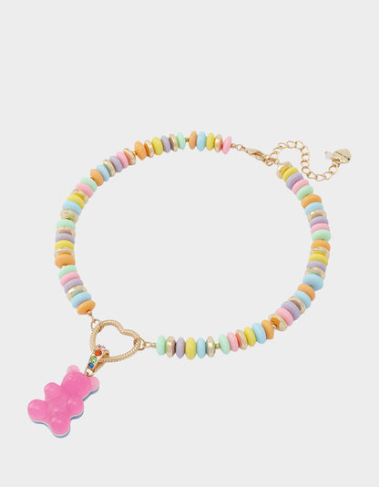 GUMMY BEAR SHORT PENDANT NECKLACE PINK - JEWELRY - Betsey Johnson