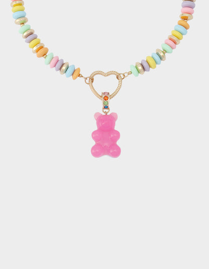GUMMY BEAR SHORT PENDANT NECKLACE PINK - JEWELRY - Betsey Johnson