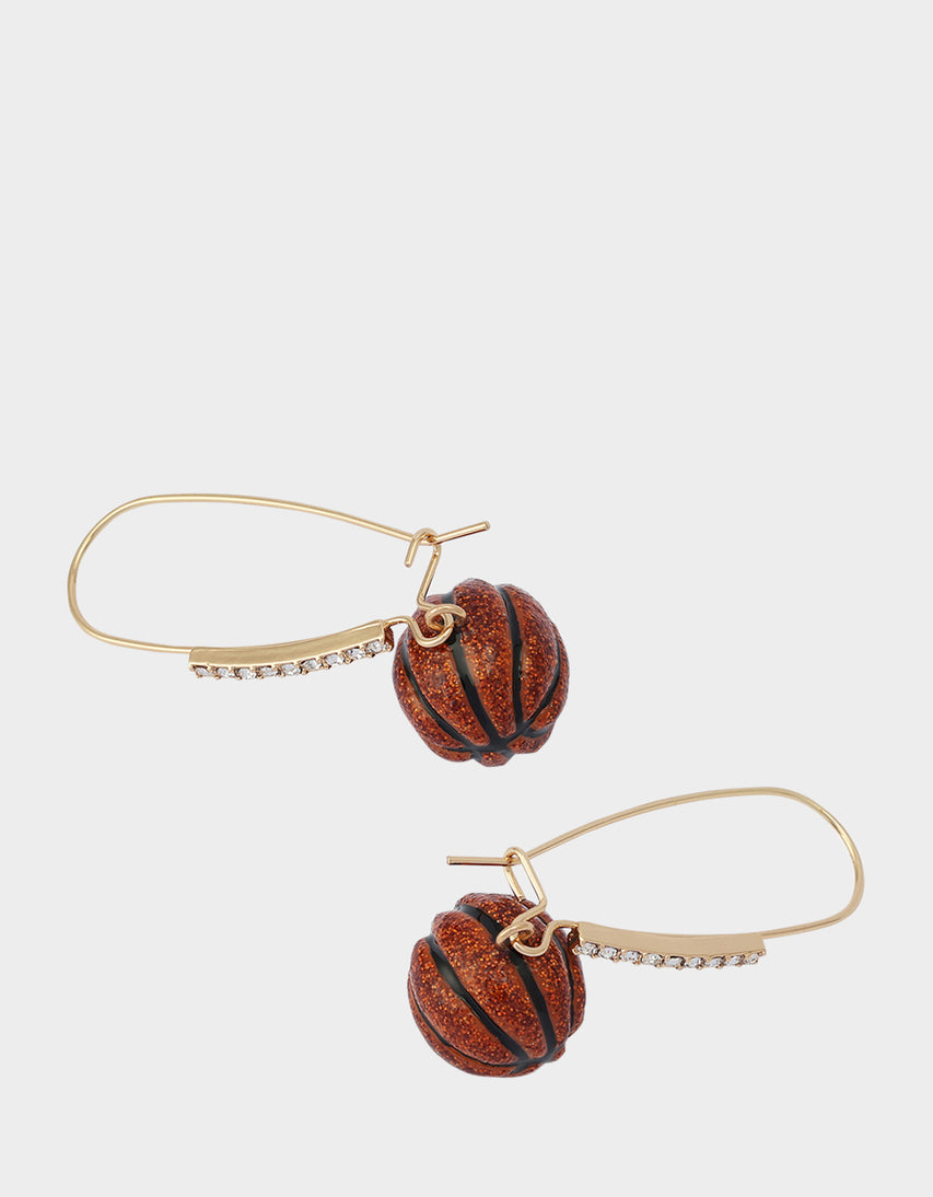 BASKETBALL SHEPHERD HOOK EARRINGS ORANGE - JEWELRY - Betsey Johnson