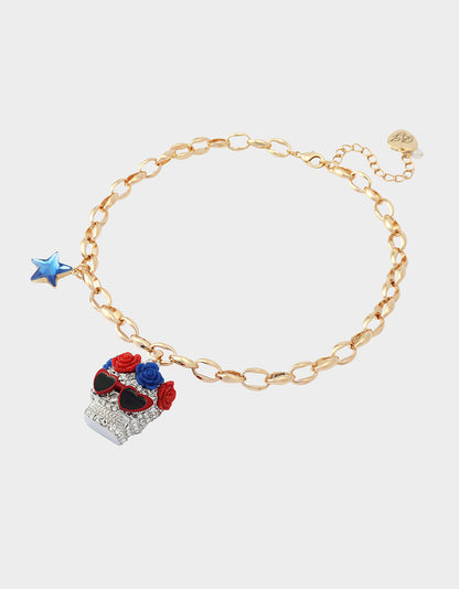 AMERICANA SKULL PENDANT NECKLACE RED - JEWELRY - Betsey Johnson
