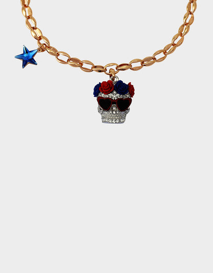 AMERICANA SKULL PENDANT NECKLACE RED - JEWELRY - Betsey Johnson