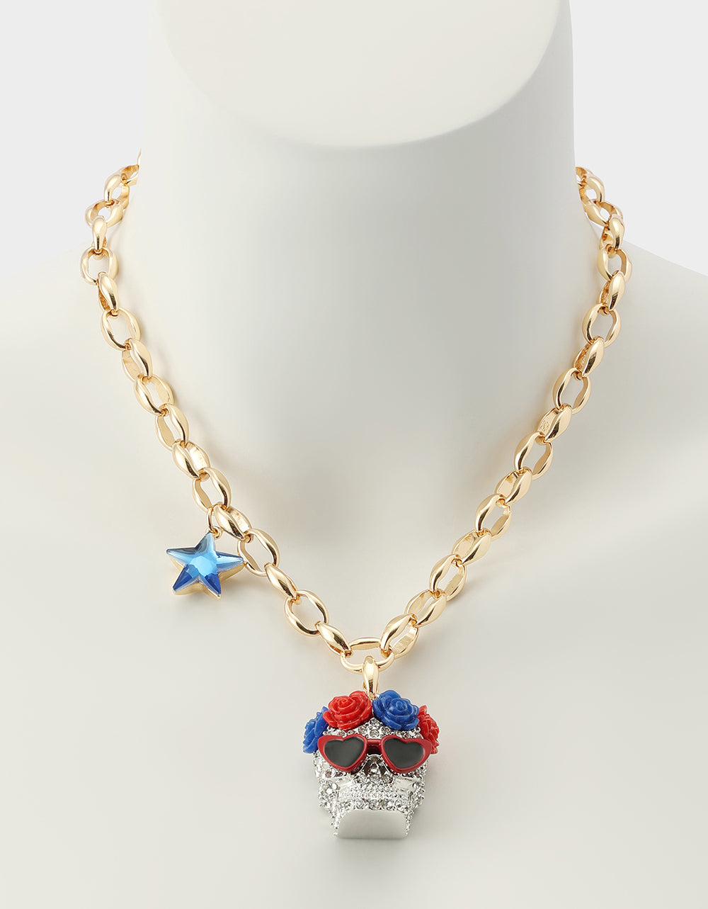 AMERICANA SKULL PENDANT NECKLACE RED - JEWELRY - Betsey Johnson - view 5