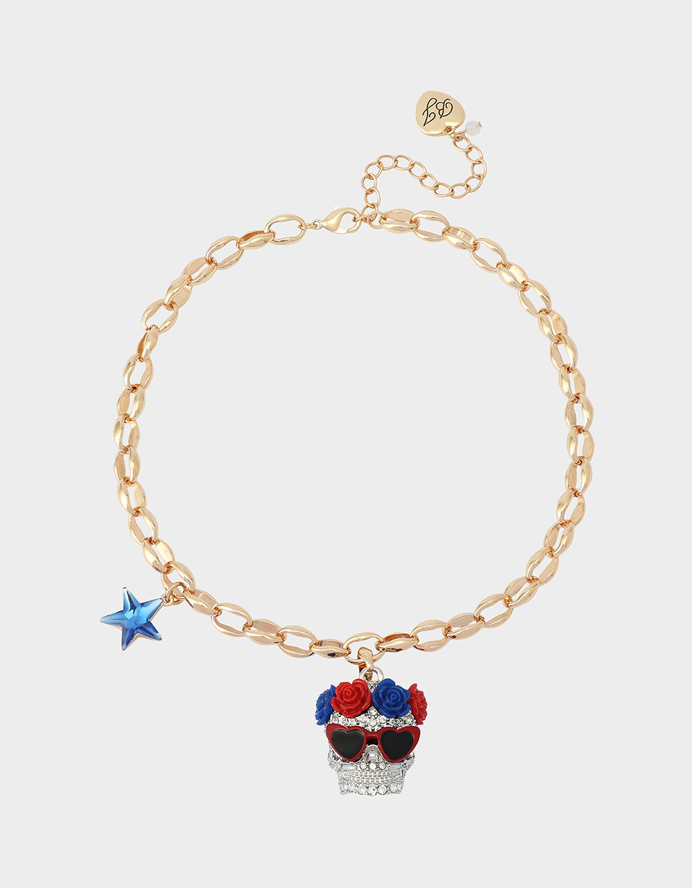 AMERICANA SKULL PENDANT NECKLACE RED - JEWELRY - Betsey Johnson