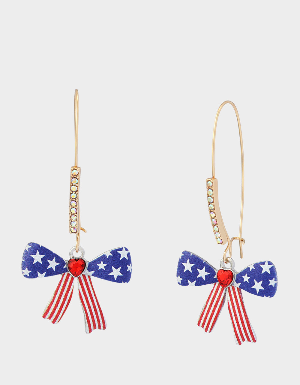 AMERICANA BOW SHEPHERD HOOK EARRINGS BLUE - JEWELRY - Betsey Johnson