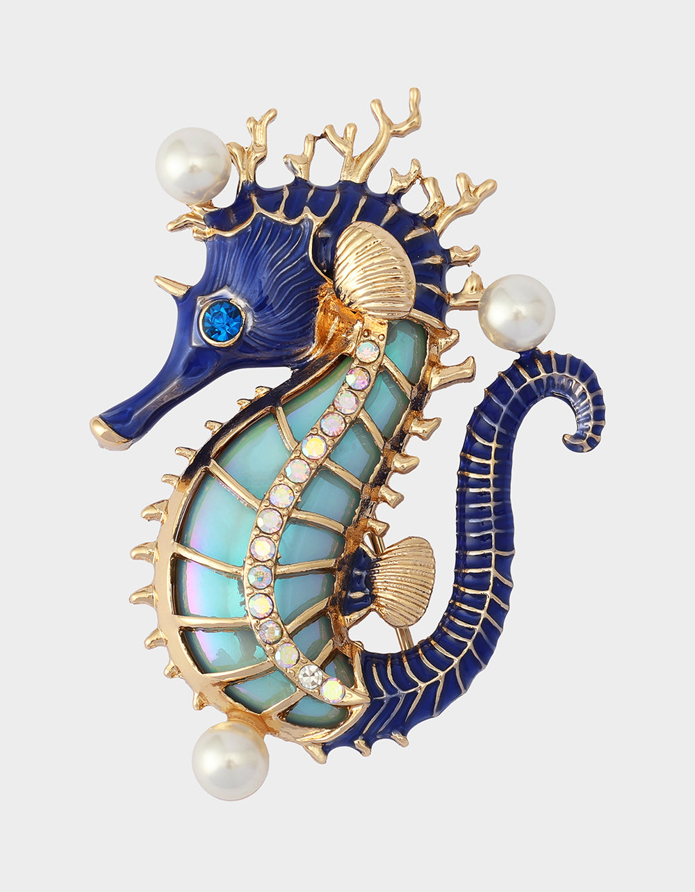 SEAHORSE BROOCH BLUE - JEWELRY - Betsey Johnson