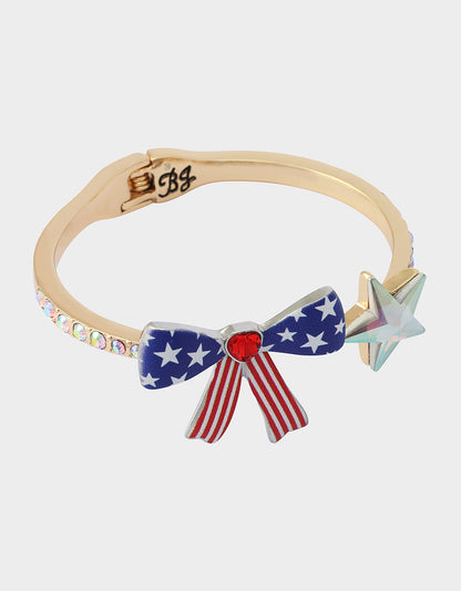 AMERICANA BOW HINGE BRACELET BLUE - JEWELRY - Betsey Johnson