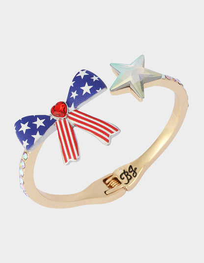 AMERICANA BOW HINGE BRACELET BLUE - JEWELRY - Betsey Johnson