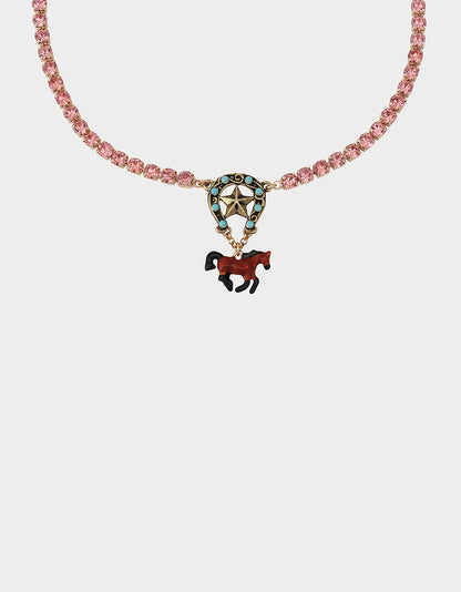 HORSE SHORT PENDANT NECKLACE BROWN - JEWELRY - Betsey Johnson