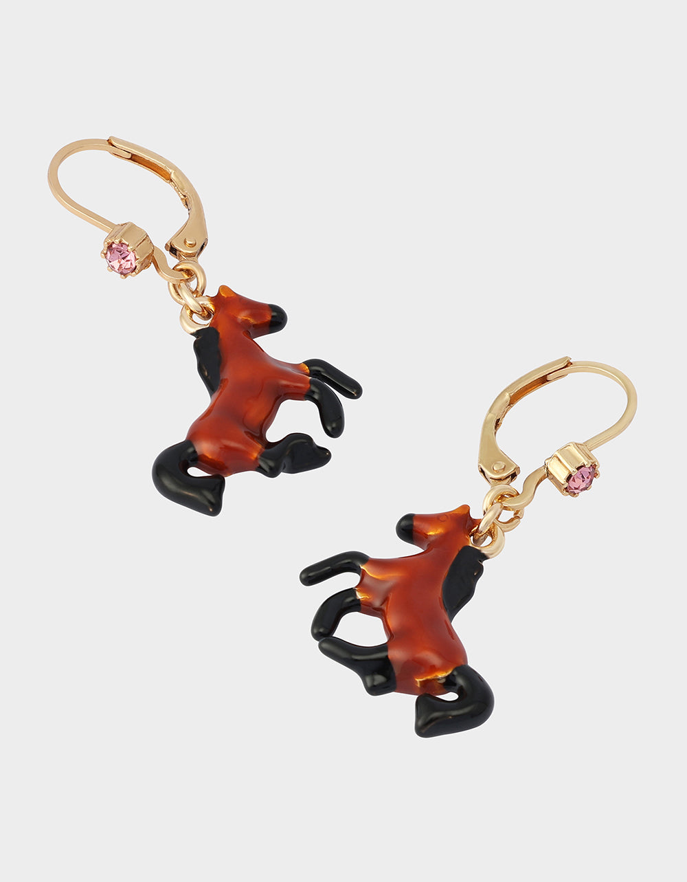 HORSE LEVER BACK EARRING BROWN - JEWELRY - Betsey Johnson - view 2