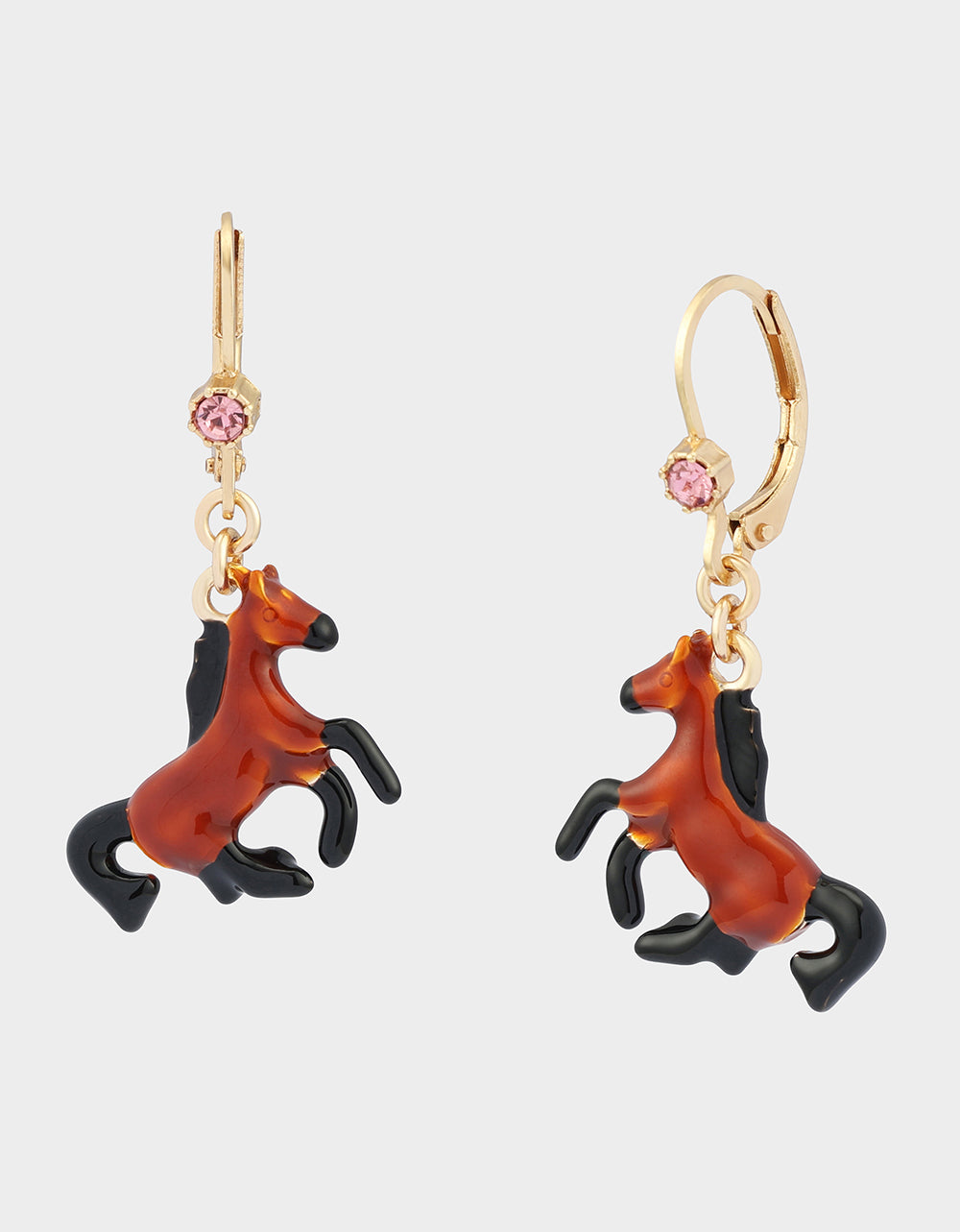 HORSE LEVER BACK EARRING BROWN - JEWELRY - Betsey Johnson