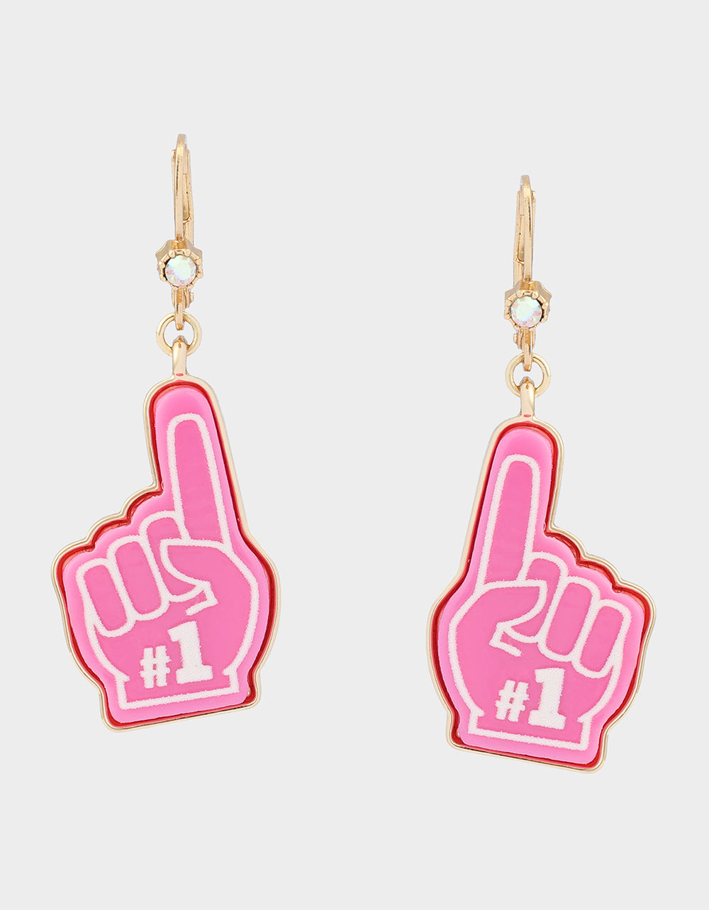 NUMBER ONE LEVERBACK EARRING PINK - JEWELRY - Betsey Johnson - view 2