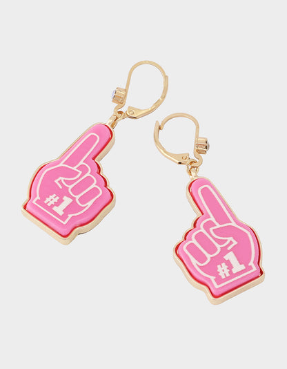 NUMBER ONE LEVERBACK EARRING PINK - JEWELRY - Betsey Johnson