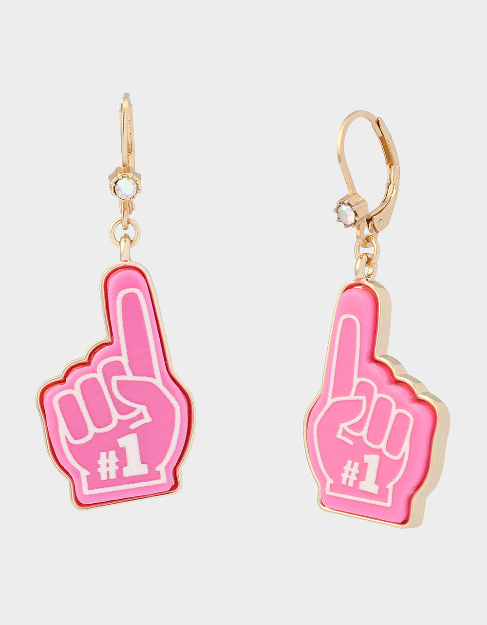 NUMBER ONE LEVERBACK EARRING PINK - JEWELRY - Betsey Johnson