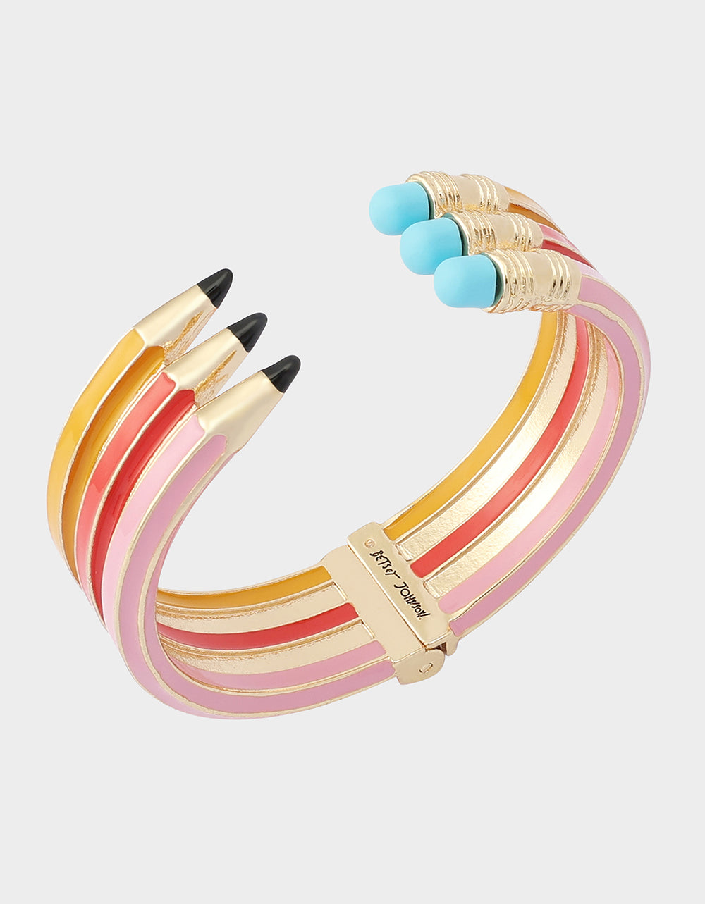 TRIPLE PENCIL HINGE BANGLE BRACELET PINK - view 2