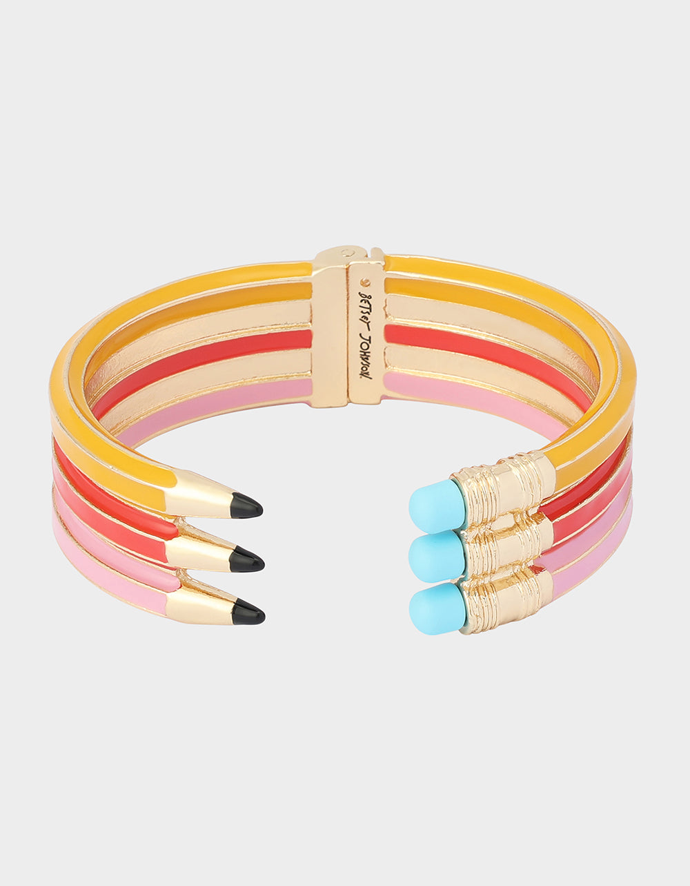 TRIPLE PENCIL HINGE BANGLE BRACELET PINK - view 4
