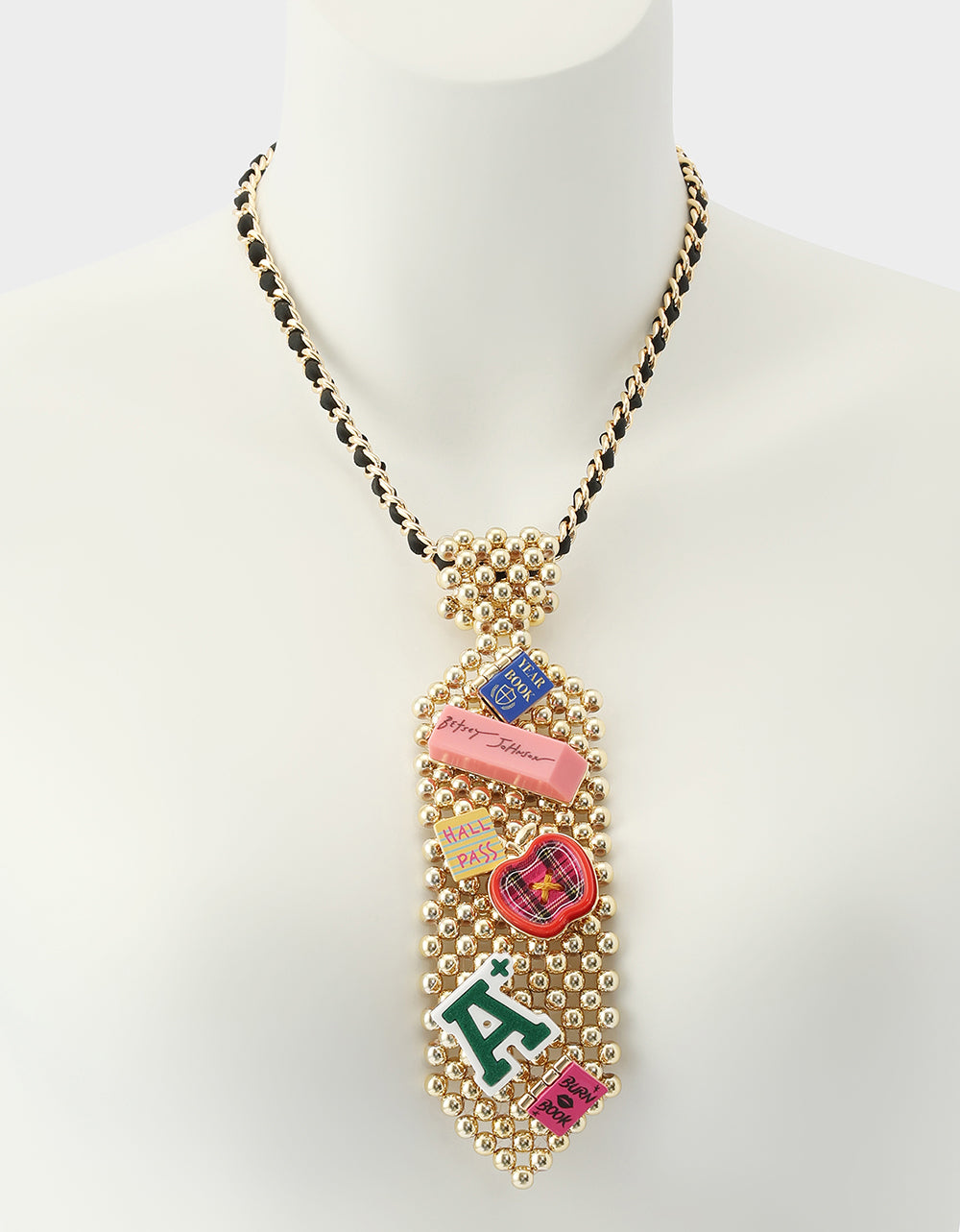 SCHOOL TIE LONG PENDANT NECKLACE MULTI - view 4