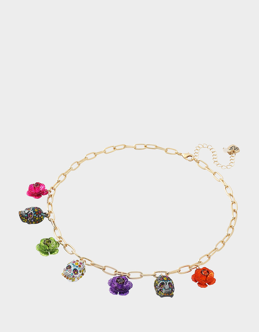 SKULL STATION NECKLACE MULTI - JEWELRY - Betsey Johnson