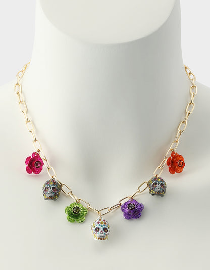 SKULL STATION NECKLACE MULTI - JEWELRY - Betsey Johnson