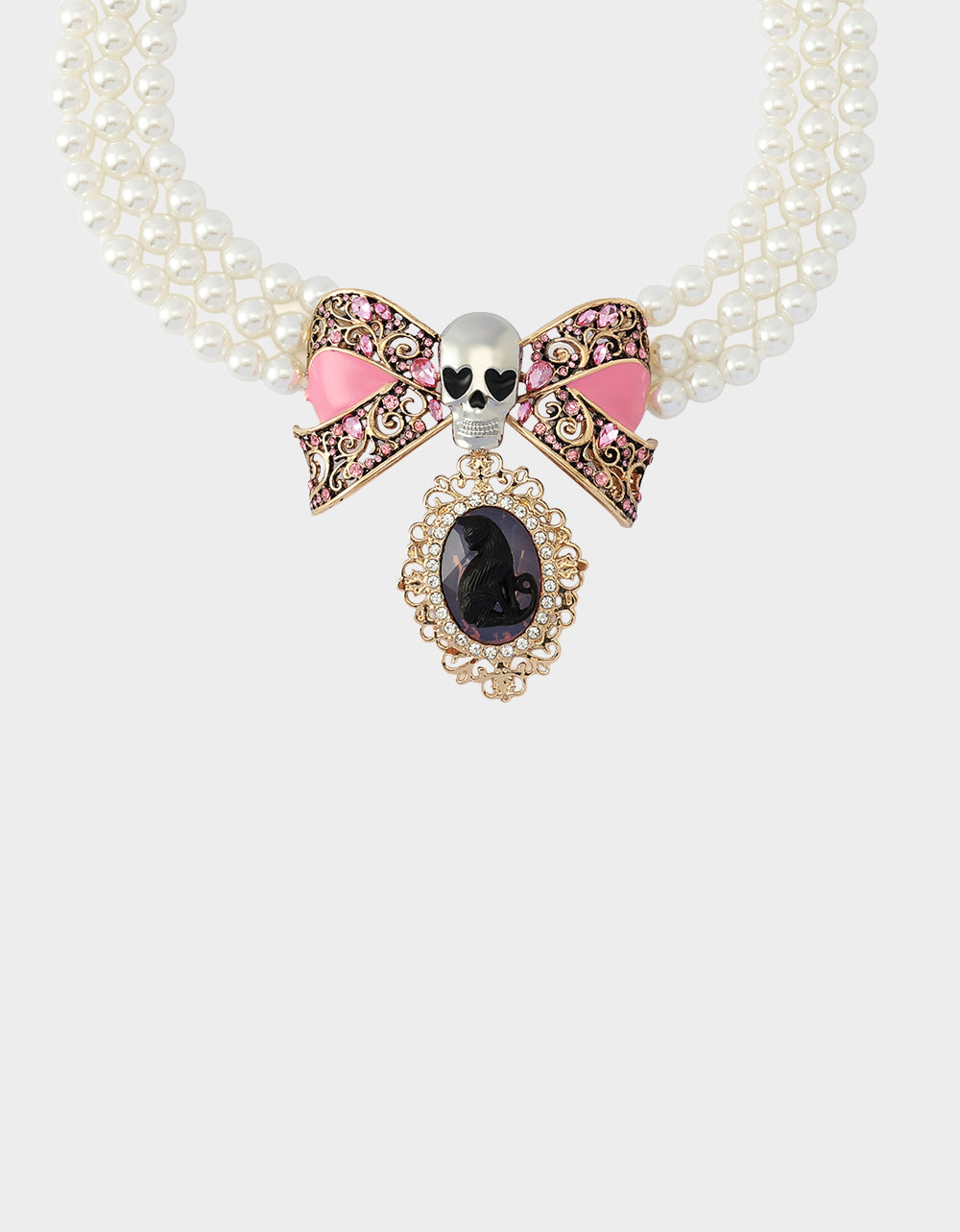 BLACK CAT TORSADE NECKLACE PEARL - view 3