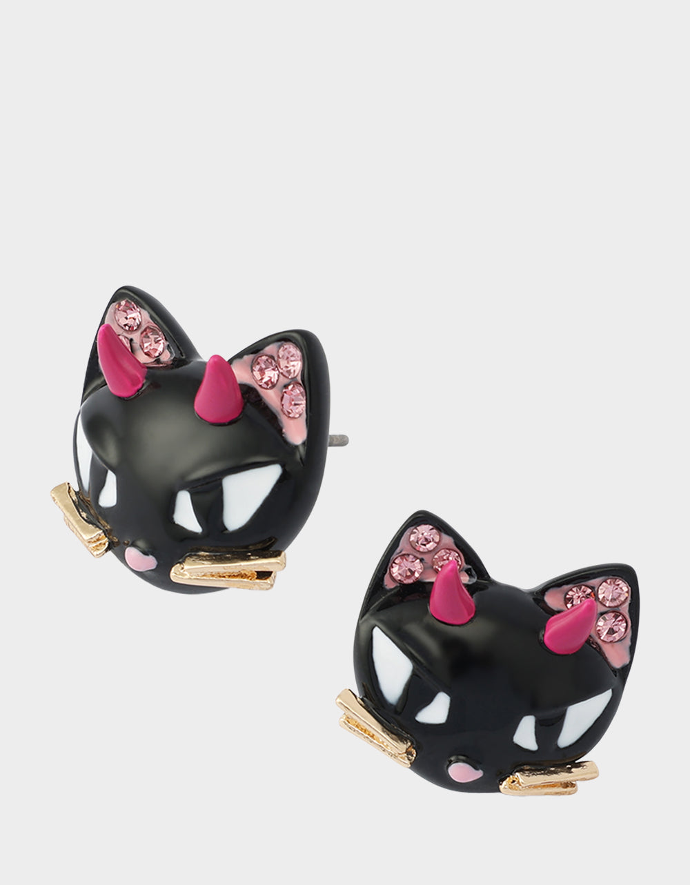DEVIL CAT STUD EARRING BLACK - view 2