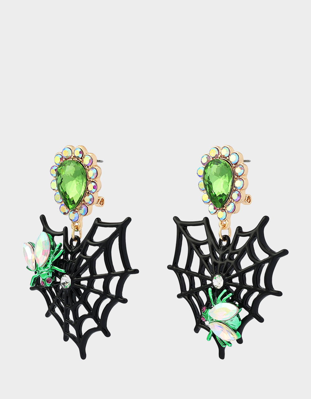 WEB HEART DOUBLE DROP EARRING BLACK - JEWELRY - Betsey Johnson - view 3