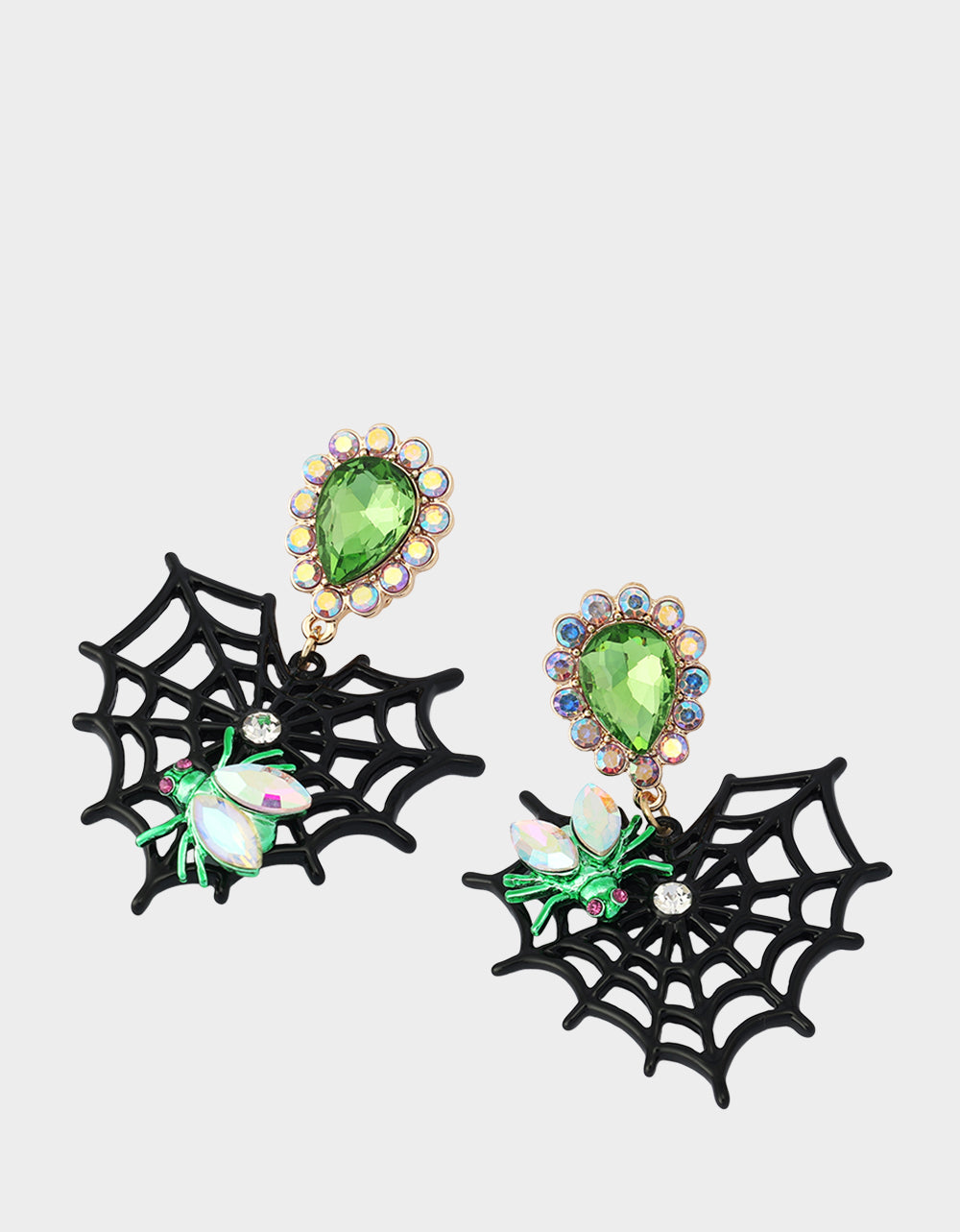 WEB HEART DOUBLE DROP EARRING BLACK - JEWELRY - Betsey Johnson - view 2