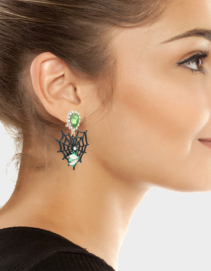 WEB HEART DOUBLE DROP EARRING BLACK - JEWELRY - Betsey Johnson