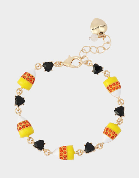 CANDY CORN FLEX Orange Rhinestone Halloween Women's Bracelet