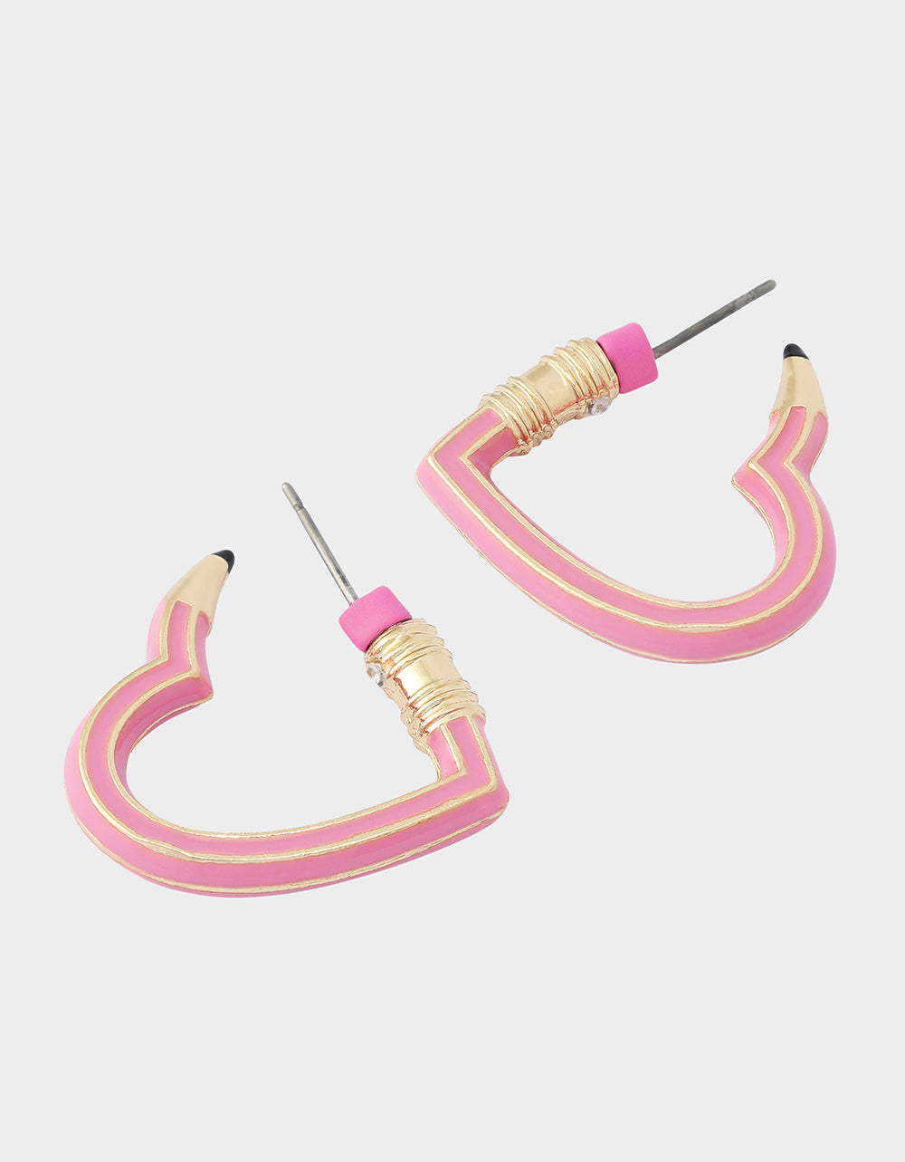 HEART PENCIL HUGGIE EARRING PINK - JEWELRY - Betsey Johnson - view 3