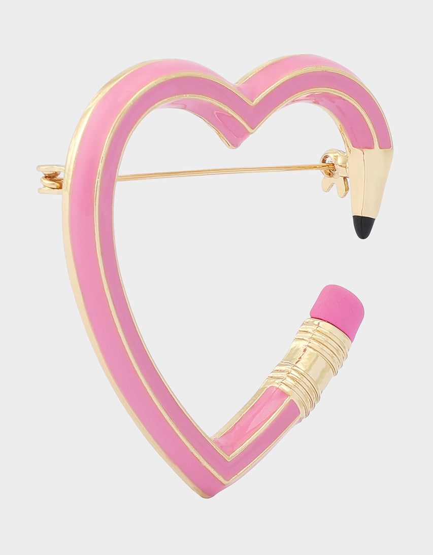 HEART PENCIL BROOCH PINK - JEWELRY - Betsey Johnson