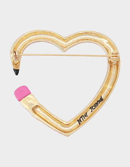 HEART PENCIL BROOCH PINK - JEWELRY - Betsey Johnson