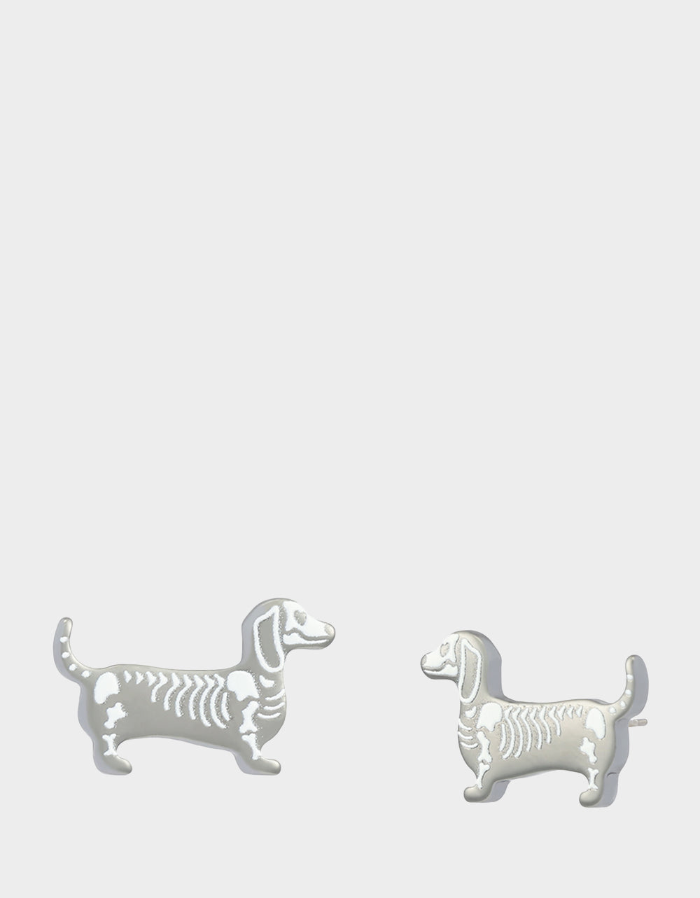 SKELETON DACHSHUND STUD EARRING WHITE