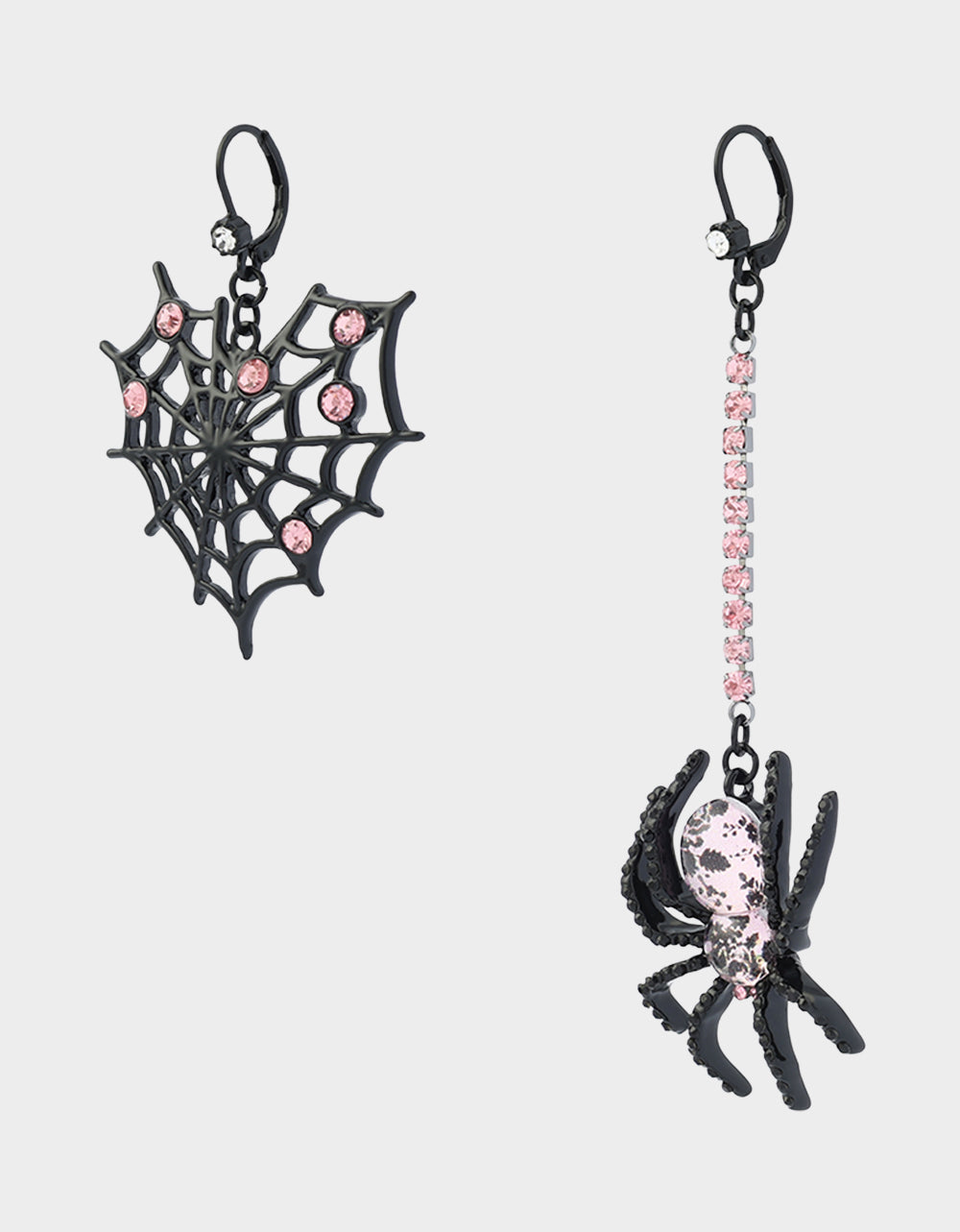 MISMATCH SPIDER WEB LEVERBACK EARRING BLACK - view 2